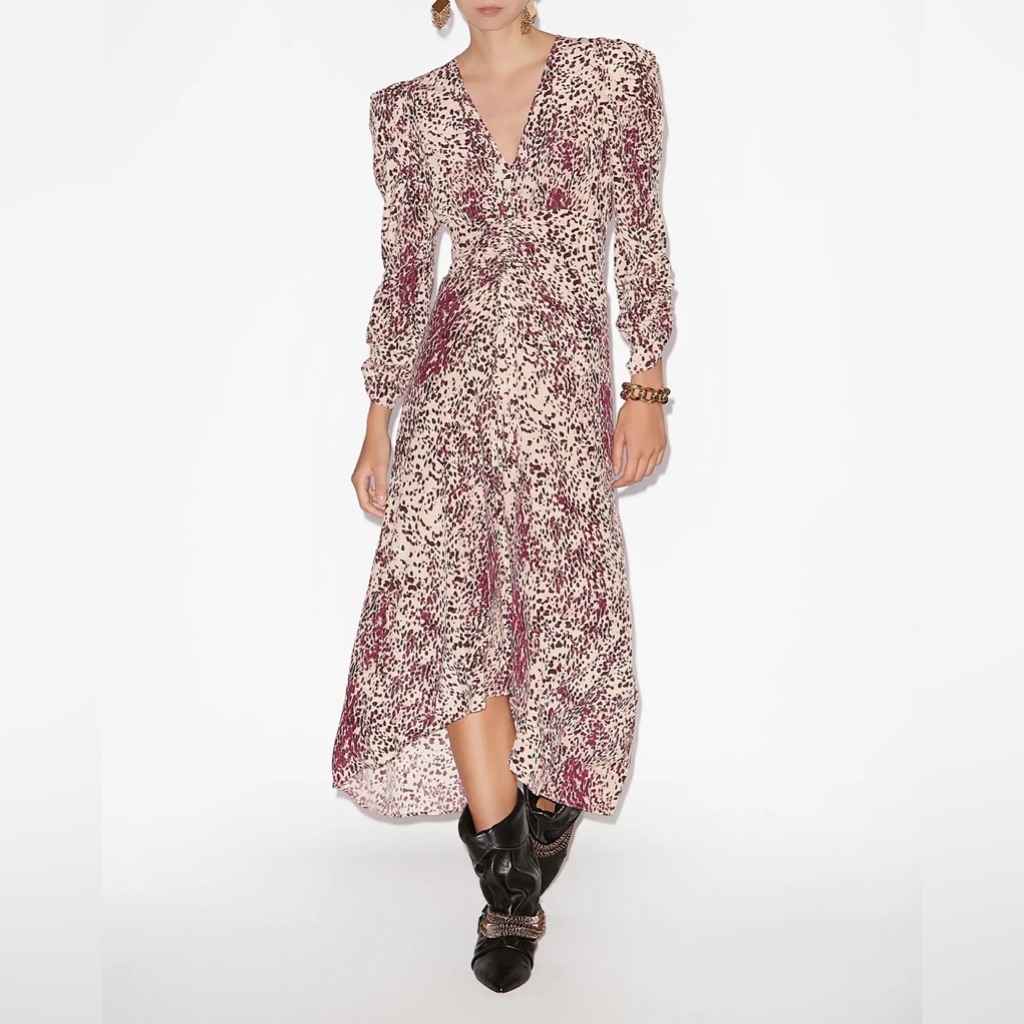 Albini Dress Albini Gathered Silk Blend Midi Dress
